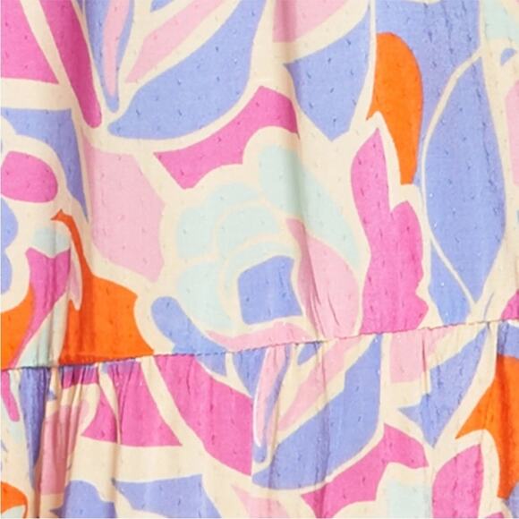 FRNCH Paris Amande Multicolor Geometric Maxi Tiered Textured Dress Small - Picture 4 of 16